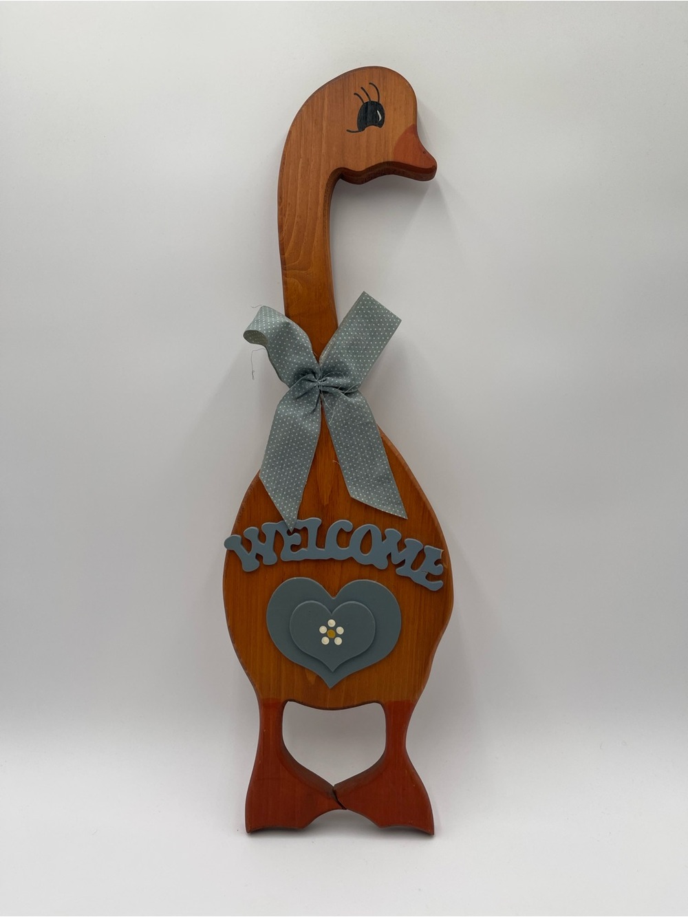 Vtg Wooden Goose Wall Hanging Sign Welcome Home Farmhouse Cottagecore 90s Decor